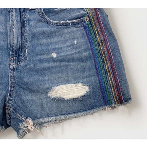 American Eagle Shorts Juniors 00 Super Hi Rise Festival Rainbow Measure W24 - Picture 6 of 7